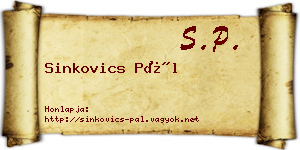 Sinkovics Pál névjegykártya